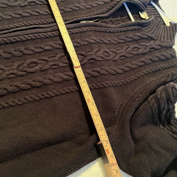 L.L. Bean Women's 100% Cotton Zip Up Mock Collared Cable Knit Cardigan 2XL Black - Picture 9 of 10